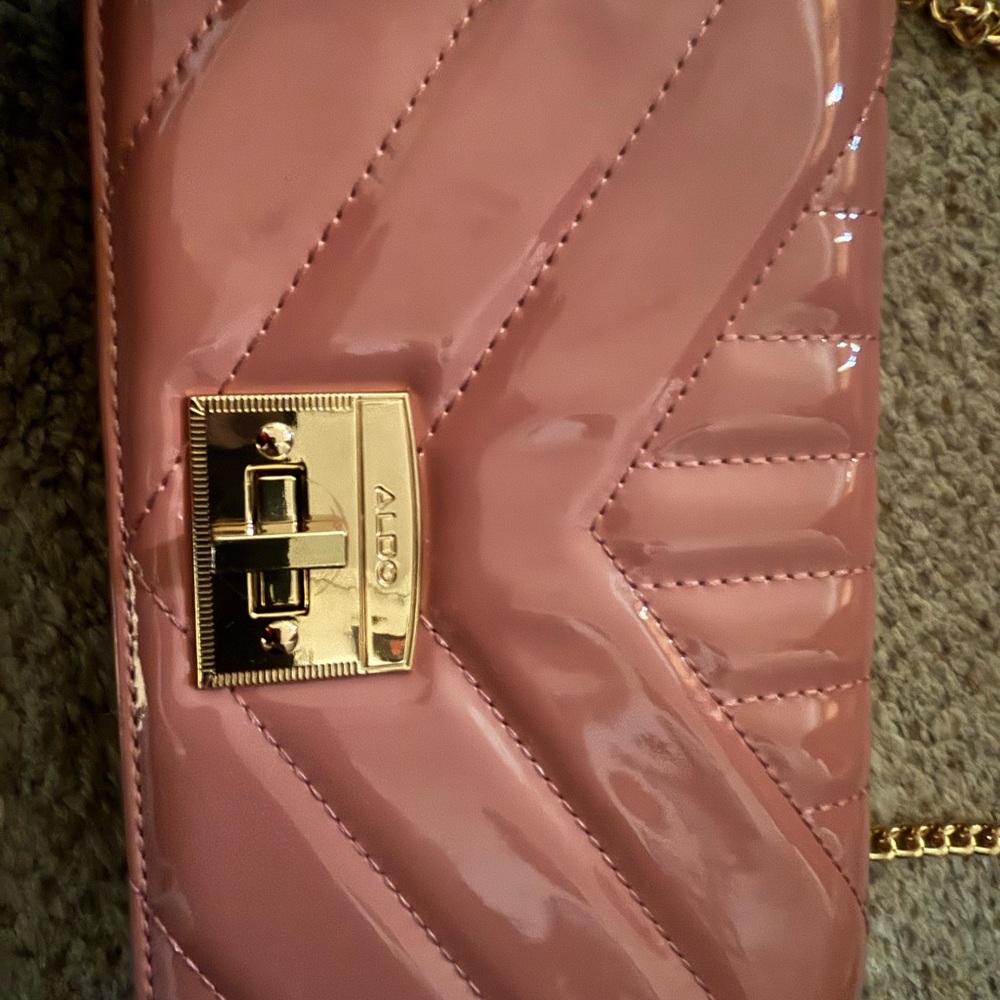 Aldo Glossy Pink bag with Gold Clasp
